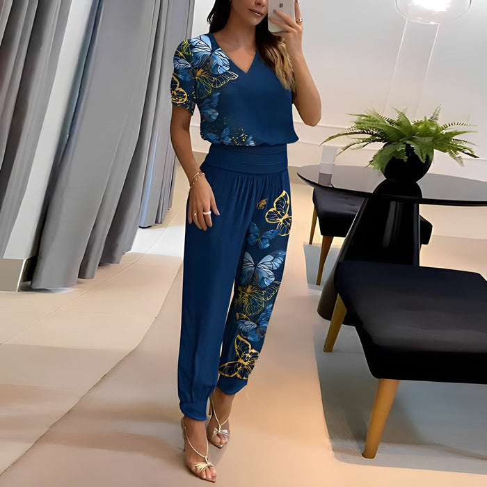 Elegantes 2teiliges Damen-Outfit : Modische Bluse und Hose Set für einen stilvollen Look