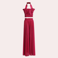 Élégant haut pour femme et pantalon à plis - Superbe ensemble moderne de deux pièces pour un look élégant