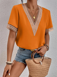 Top de luxe à col en V pour femmes - mode décontractée élégante avec détails sophistiqués