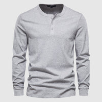 Camiseta Henley para hombres - Manga larga con tapeta de tres botones - Algodón transpirable y cómodo