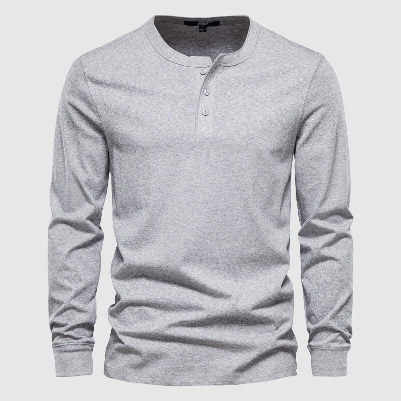 Camiseta Henley para hombres - Manga larga con tapeta de tres botones - Algodón transpirable y cómodo