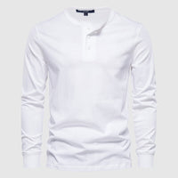 Camiseta Henley para hombres - Manga larga con tapeta de tres botones - Algodón transpirable y cómodo