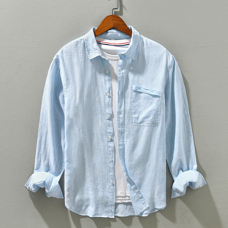 Camisa Casual para Hombre - Manga Larga, Botón Frontal, Cuello Clásico y Tejido Transpirable
