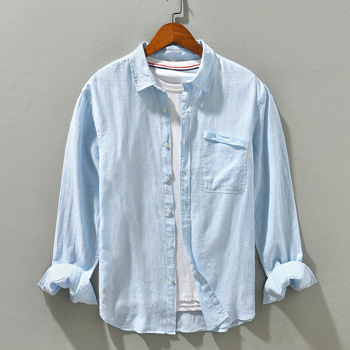 Camisa Casual para Hombre - Manga Larga, Botón Frontal, Cuello Clásico y Tejido Transpirable