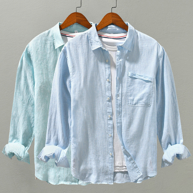 Camisa Casual para Hombre - Manga Larga, Botón Frontal, Cuello Clásico y Tejido Transpirable