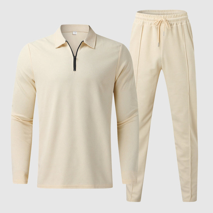 Ensemble Décontracté pour Hommes - Top à Col Quarter-Zip - Pantalons à Taille Élastique - Tissu Respirable