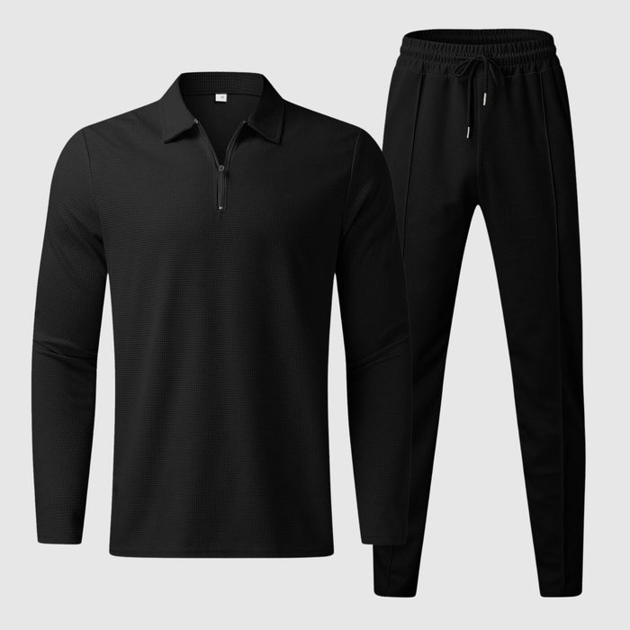 Ensemble Décontracté pour Hommes - Top à Col Quarter-Zip - Pantalons à Taille Élastique - Tissu Respirable
