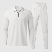 Ensemble Décontracté pour Hommes - Top à Col Quarter-Zip - Pantalons à Taille Élastique - Tissu Respirable