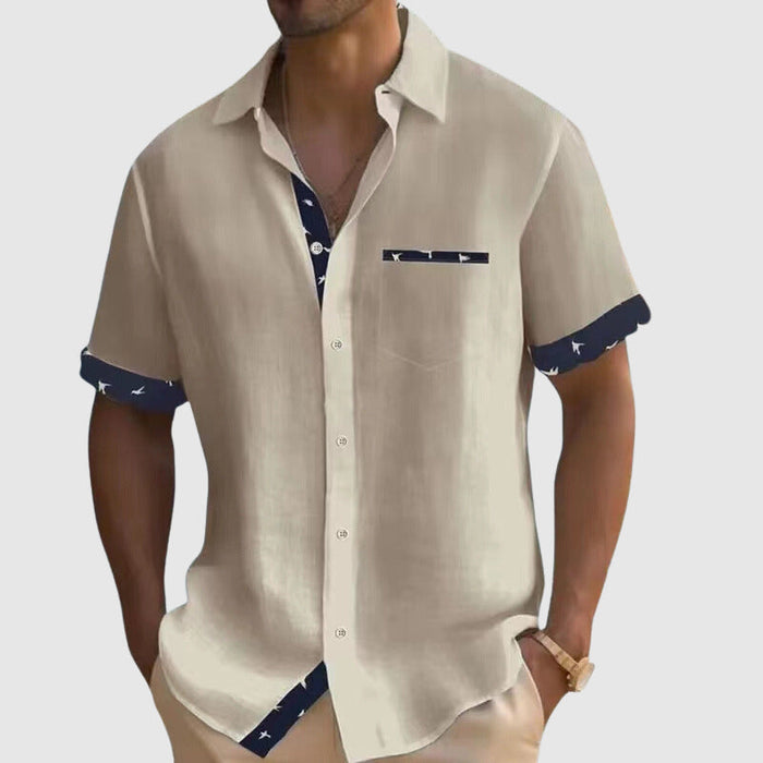 Camisole de manga corta pour homme avec estampille de cuadros parfaite pour les vacances