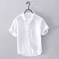 Chemise en lin élégante pour hommes - boutonnière à manches courtes respirante et légère pour un confort décontracté