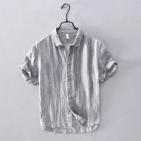 Chemise en lin élégante pour hommes - boutonnière à manches courtes respirante et légère pour un confort décontracté