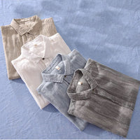 Chemise en lin élégante pour hommes - boutonnière à manches courtes respirante et légère pour un confort décontracté