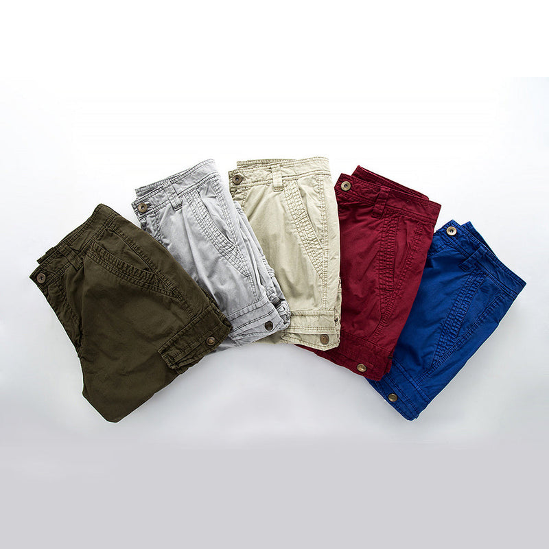 Short cargo pour hommes - coton robuste avec multiples poches - longueur au niveau du genou, style décontracté