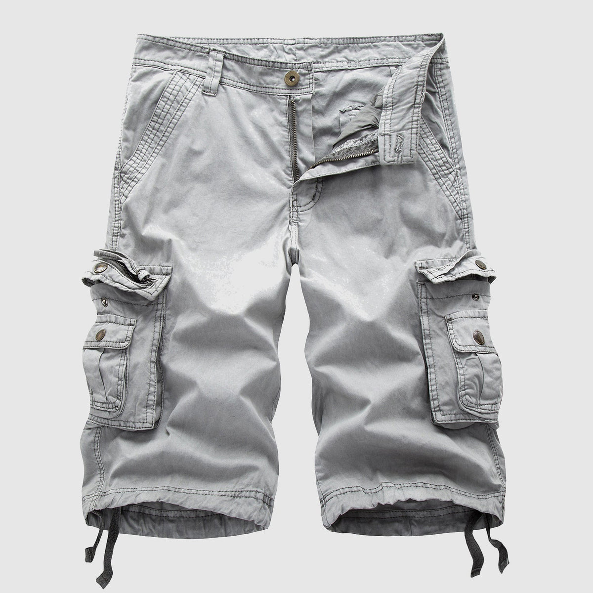 Short cargo pour hommes - coton robuste avec multiples poches - longueur au niveau du genou, style décontracté