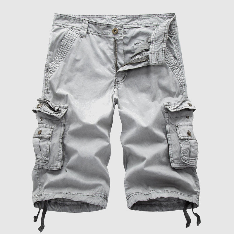 Short cargo pour hommes - coton robuste avec multiples poches - longueur au niveau du genou, style décontracté