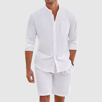 Regency Men's Long Sleeve Button-Down Shirt & Stylish Shorts Set