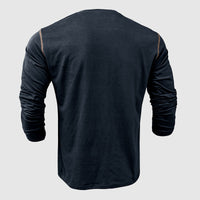 Chemise Henley classique 100 % coton à manches longues et patte de boutonnage pour hommes - Coupe décontractée parfaite