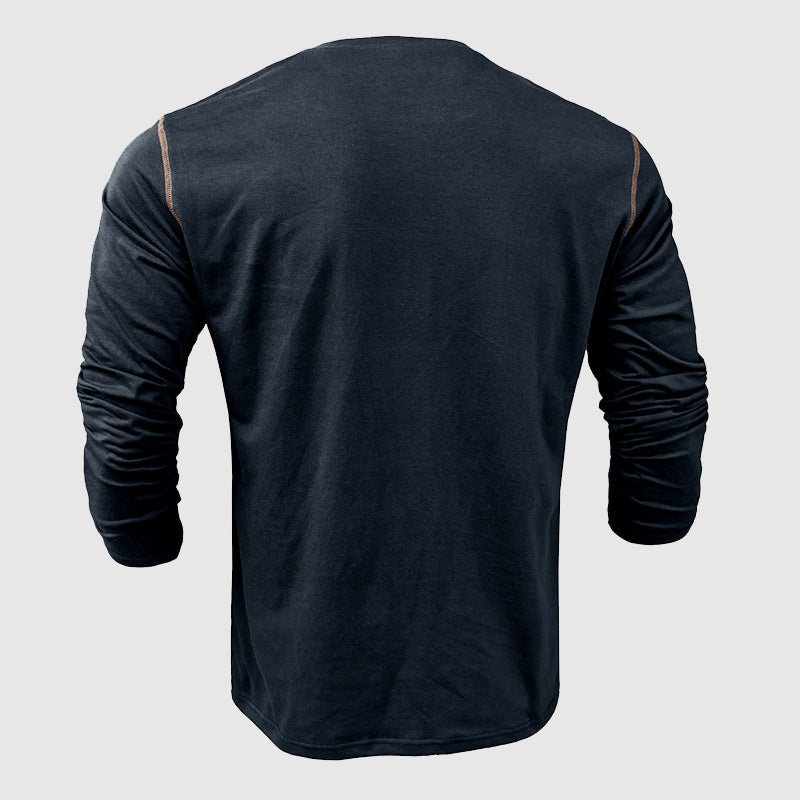 Chemise Henley classique 100 % coton à manches longues et patte de boutonnage pour hommes - Coupe décontractée parfaite