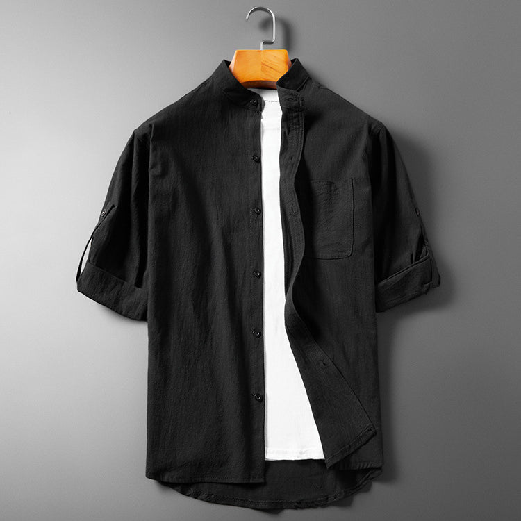 Harnais pour hommes avec stehkragen - Langarm mit Roll-Up-Funktion - Atmungsaktives Strukturiertes Gewebe