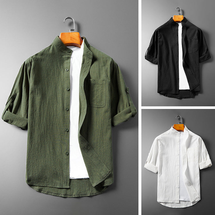 Harnais pour hommes avec stehkragen - Langarm mit Roll-Up-Funktion - Atmungsaktives Strukturiertes Gewebe