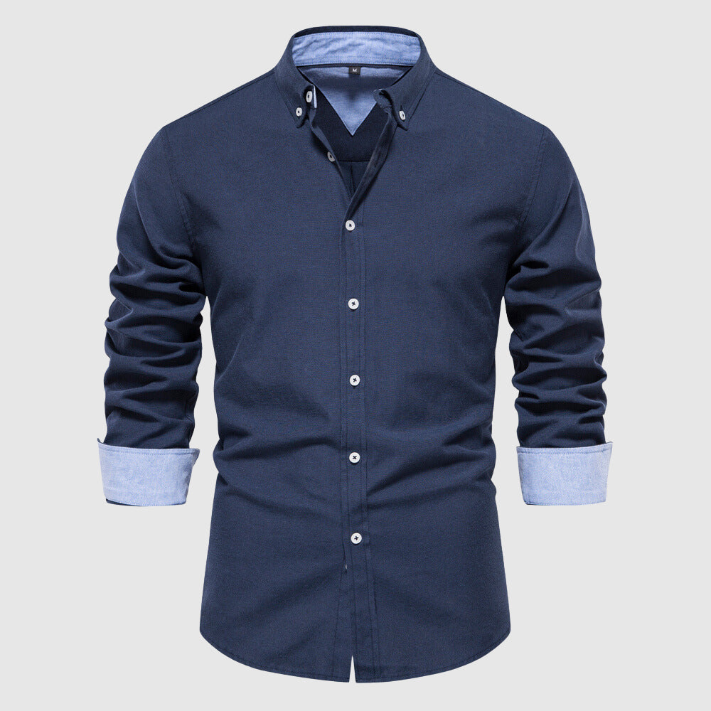 Camicia Oxford Casual da Uomo a Maniche Lunghe