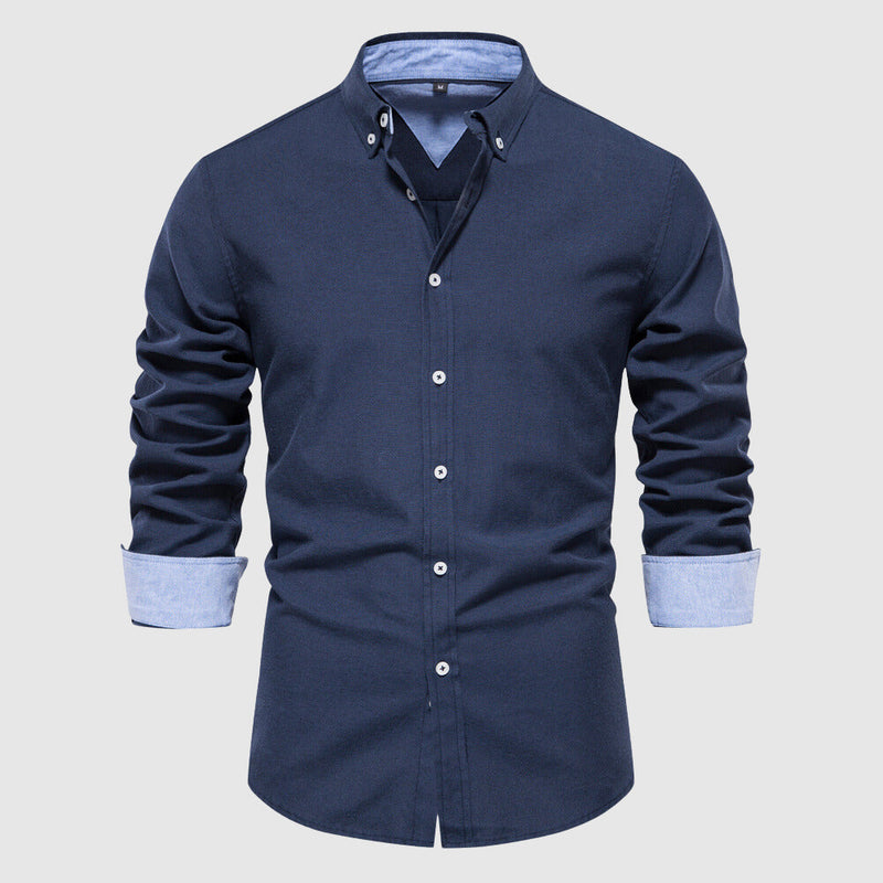 Camicia Oxford Casual da Uomo a Maniche Lunghe