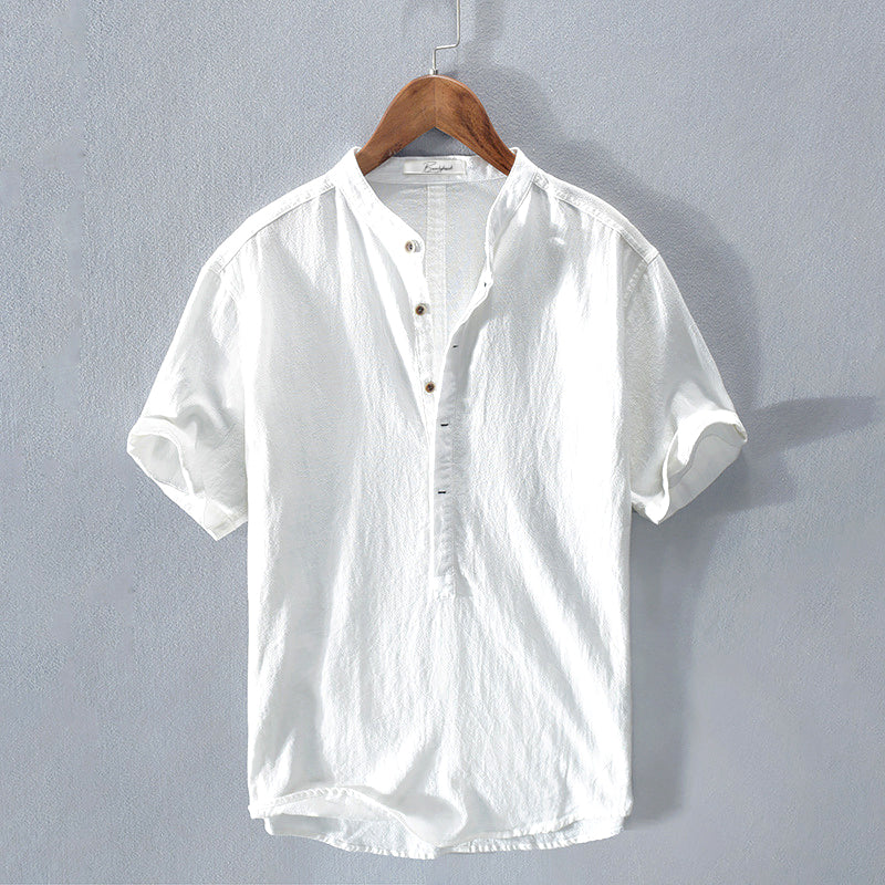 Camisole de lino pour homme avec cuello mandarín elegante y cómoda