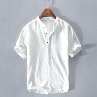 Camisole de lino pour homme avec cuello mandarín elegante y cómoda