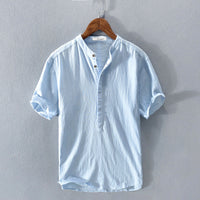 Camisole de lino pour homme avec cuello mandarín elegante y cómoda