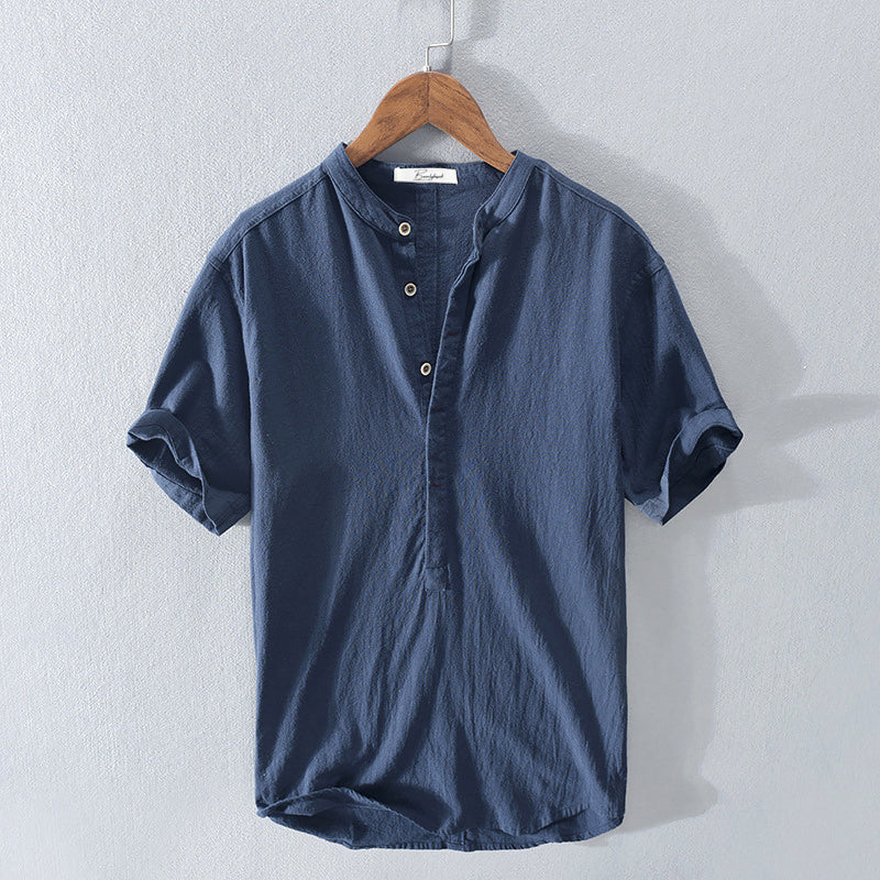 Camisole de lino pour homme avec cuello mandarín elegante y cómoda