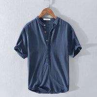 Camisole de lino pour homme avec cuello mandarín elegante y cómoda