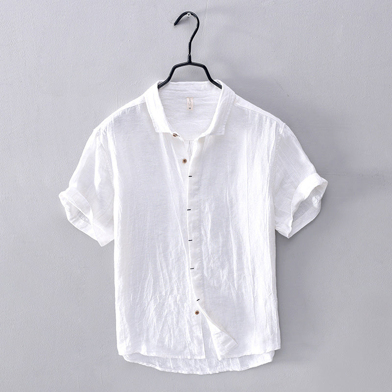 Camica Uomo a Manica Corta con Colletto Alto per uno Stile Elegante e Casual