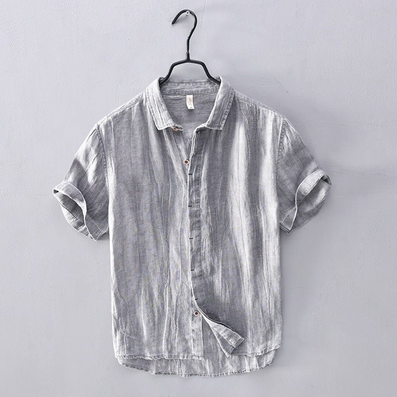 Camica Uomo a Manica Corta con Colletto Alto per uno Stile Elegante e Casual