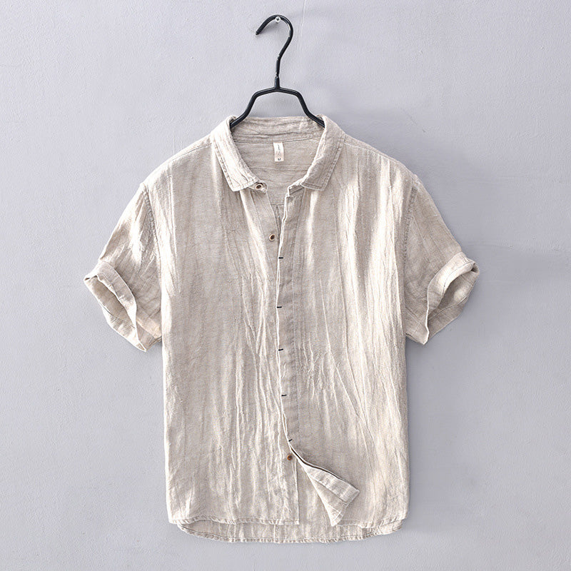 Camica Uomo a Manica Corta con Colletto Alto per uno Stile Elegante e Casual