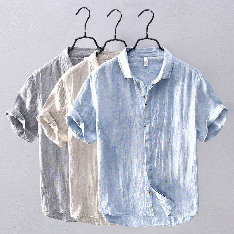 Camica Uomo a Manica Corta con Colletto Alto per uno Stile Elegante e Casual