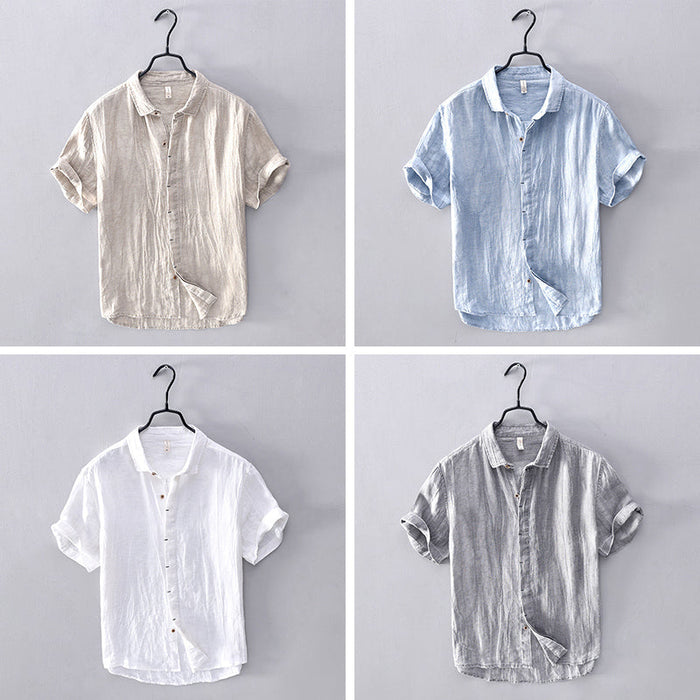Camica Uomo a Manica Corta con Colletto Alto per uno Stile Elegante e Casual