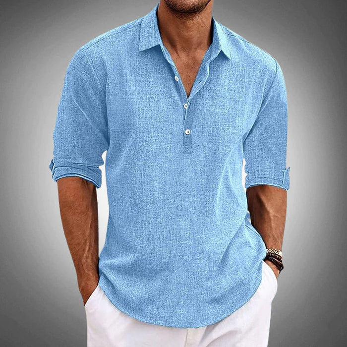 Camisole décontractée pour homme - Chiusura a Bottoni - Vestibilità Regolare - Maniche Lunghe in Tessuto Traspirante