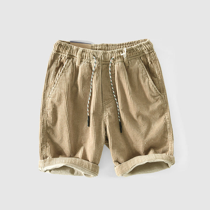 Shorts masculins de pana livianos et transpirables avec cinturilla elástica et dobladillo inclinado pour un estilo casual et cómodo