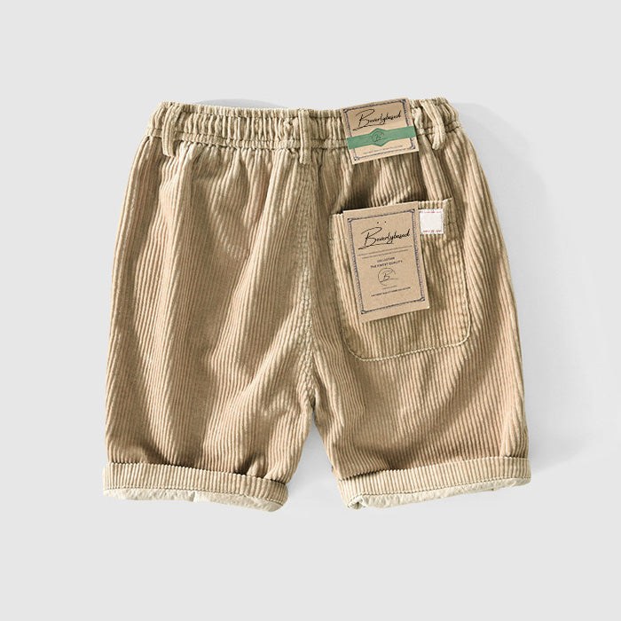 Shorts masculins de pana livianos et transpirables avec cinturilla elástica et dobladillo inclinado pour un estilo casual et cómodo