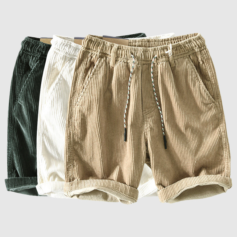 Shorts masculins de pana livianos et transpirables avec cinturilla elástica et dobladillo inclinado pour un estilo casual et cómodo
