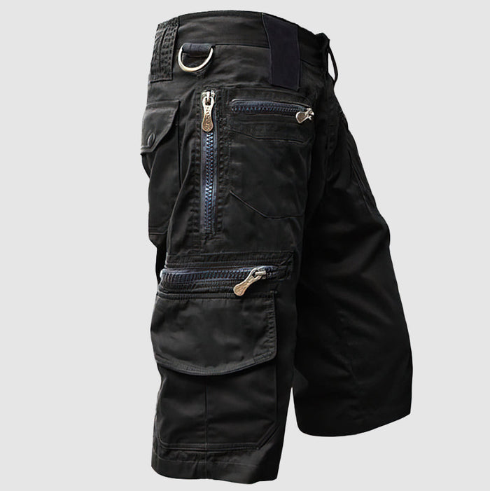 Short cargo pour hommes de grande qualité - avec des pantalons en cuir - une coupe stable pour le confort et l'efficacité
