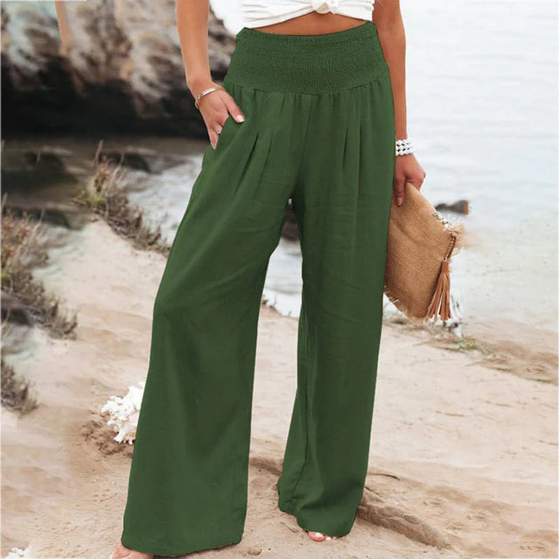 Pantalon d'été à jambes larges pour femmes - Confort et élégance en noir