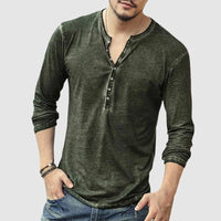 Chemise Henley stylée à manches longues, coupe étroite et patte de boutonnage pour hommes - Look décontracté parfait