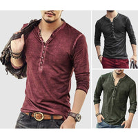 Chemise Henley stylée à manches longues, coupe étroite et patte de boutonnage pour hommes - Look décontracté parfait