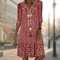Robe midi élégante à imprimé floral et manches 3/4 - Légère, respirante et parfaite pour l'été