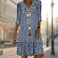 Robe midi élégante à imprimé floral et manches 3/4 - Légère, respirante et parfaite pour l'été