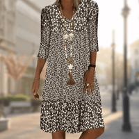 Robe midi élégante à imprimé floral et manches 3/4 - Légère, respirante et parfaite pour l'été