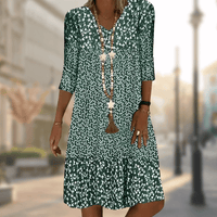 Robe midi élégante à imprimé floral et manches 3/4 - Légère, respirante et parfaite pour l'été