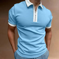Camisa Polo para Hombre con Cuello con Cremallera - Tejido Elástico y Manga Corta, Estilo Casual Elegante