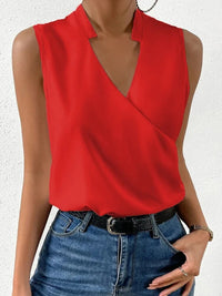 Elegant Floral Wrap Top - Chemisier élégant sans manches pour femmes, pour toutes les occasions